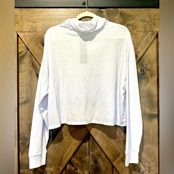 NWT Mono B White Waffle Knit Cowl Neck Pull Over Top - Picture 4 of 12